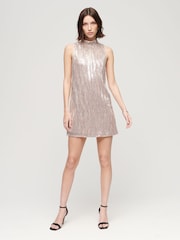 Superdry Gold Sequin A Line Mini Dress - Image 2 of 4