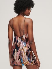 Superdry Silver Deco Sequin Mini Dress - Image 1 of 1