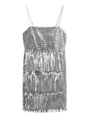 Superdry Silver Fringe Cami Mini Dress - Image 4 of 7