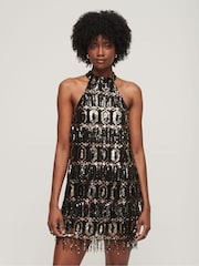 Superdry Silver Halter A-Line Dress - Image 1 of 9