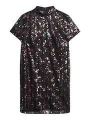 Superdry Silver Vintage Sequin T-Shirt Dress - Image 4 of 5