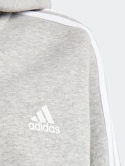 adidas Grey Essentials 3 Stripes Full Zip Hoodie - Image 4 of 6
