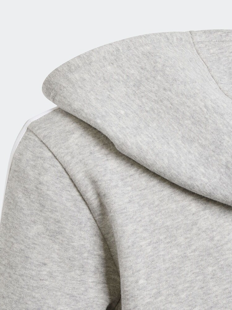 adidas Grey Essentials 3 Stripes Full Zip Hoodie - Image 6 of 6