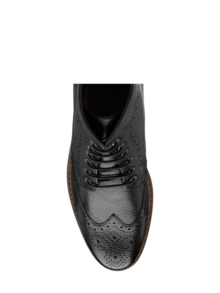 Frank Wright Black Mens Leather Brogue Ankle Boots - Image 5 of 5