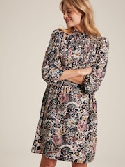 Joules Lucia Brown Floral Frilled Midi Dress - Image 1 of 6