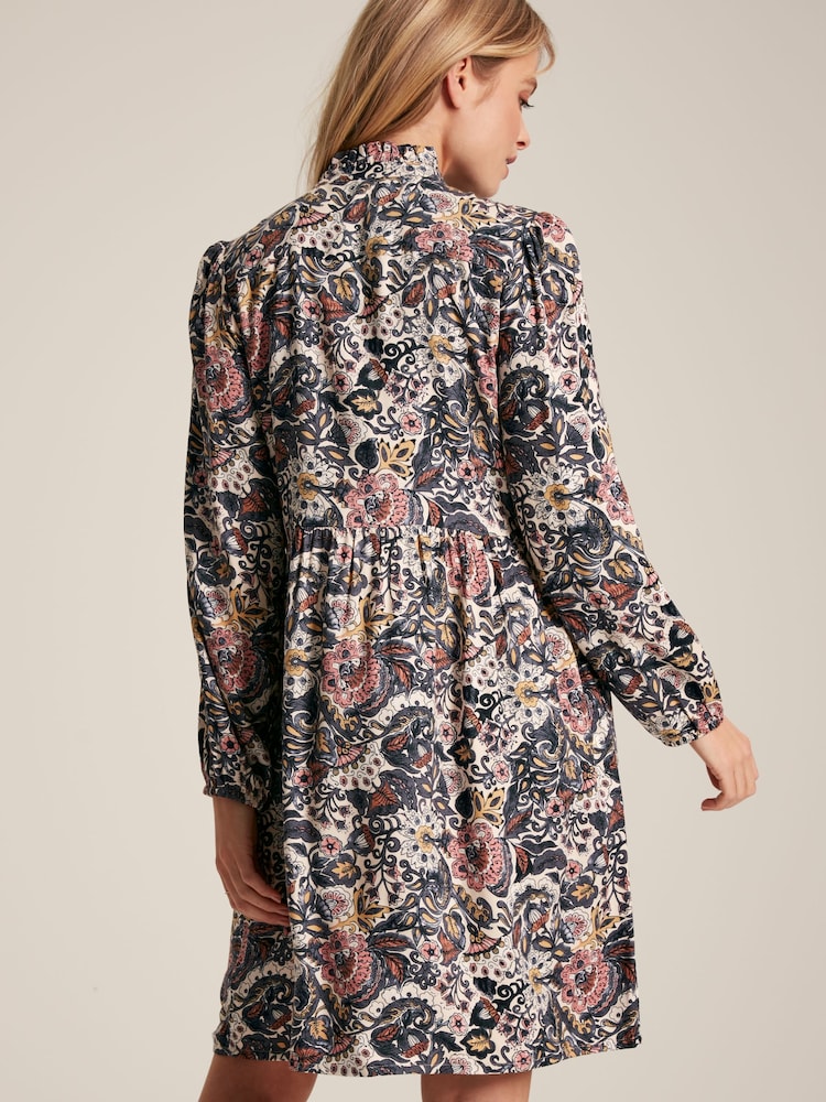 Joules Lucia Brown Floral Frilled Midi Dress - Image 2 of 6