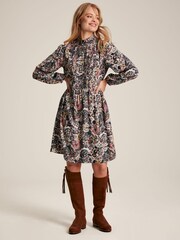 Joules Lucia Brown Floral Frilled Midi Dress - Image 3 of 6