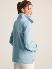 Joules Burnham Blue Funnel Neck Quarter Zip Sweatshirt - Image 2 of 7