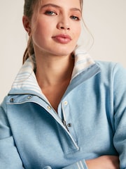 Joules Burnham Blue Funnel Neck Quarter Zip Sweatshirt - Image 4 of 7