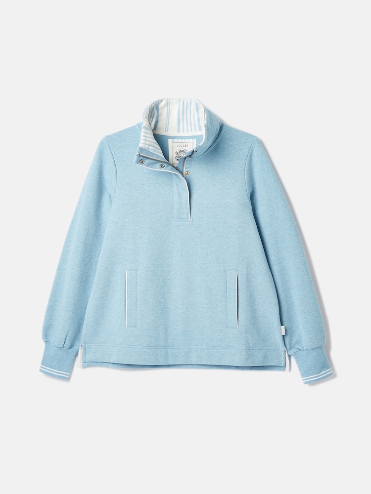 Joules Burnham Blue Funnel Neck Quarter Zip Sweatshirt - Image 7 of 7