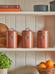 Set of 3 Rust Orange Badge Storage Jars - Image 1 of 4