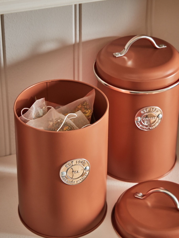 Set of 3 Rust Orange Badge Storage Jars - Image 2 of 4