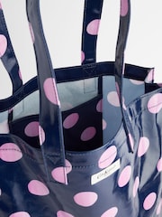 Cath Kidston Navy/Pink Spot Large Coated 100% Cotton Book Bag - Image 11 of 11