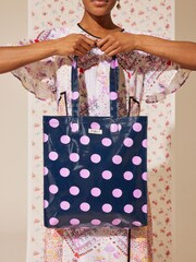 Cath Kidston Navy/Pink Spot Large Coated 100% Cotton Book Bag - Image 4 of 11