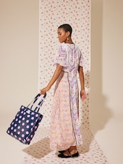 Cath Kidston Navy/Pink Spot Large Coated 100% Cotton Book Bag - Image 6 of 11