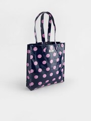 Cath Kidston Navy/Pink Spot Large Coated 100% Cotton Book Bag - Image 8 of 11