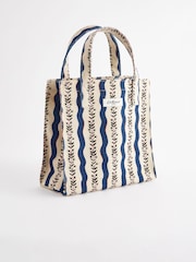 Cath Kidston Black & White Stripe Small Jute Book Bag - Image 1 of 10