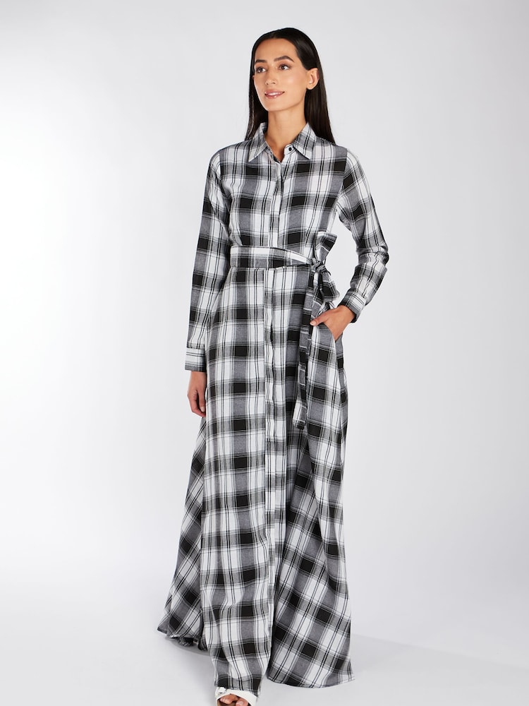 Aab White Open Weave Checked Maxi Dress - Image 1 of 5