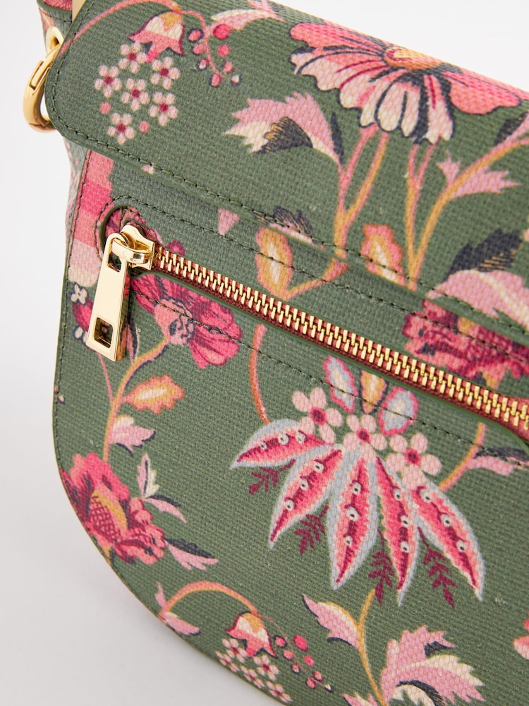 Cath Kidston Green Floral Curved Cross-Body Bag - Image 10 of 12