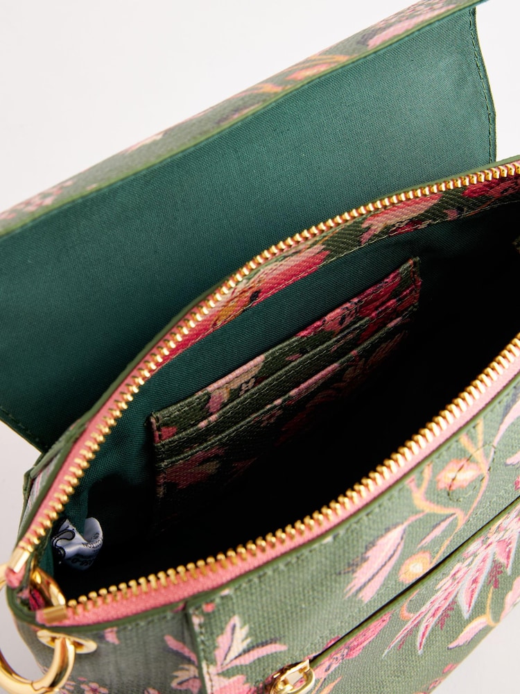 Cath Kidston Green Floral Curved Cross-Body Bag - Image 12 of 12