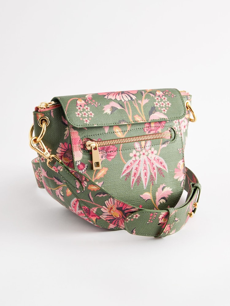 Cath Kidston Green Floral Curved Cross-Body Bag - Image 3 of 12