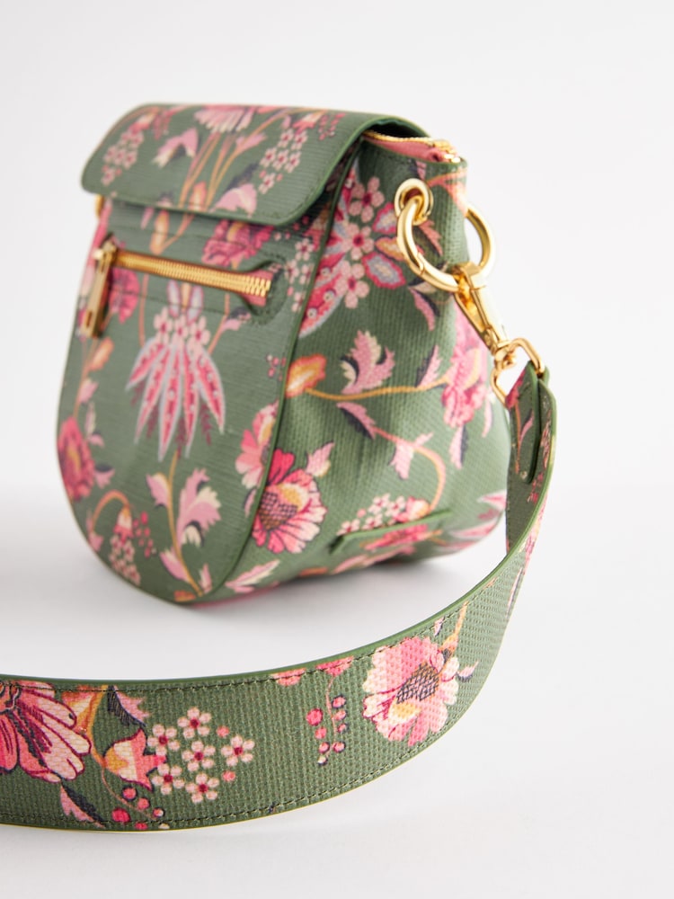 Cath Kidston Green Floral Curved Cross-Body Bag - Image 5 of 12