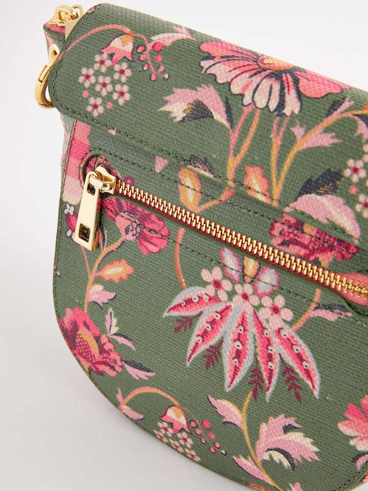 Cath Kidston Green Floral Curved Cross-Body Bag - Image 6 of 12