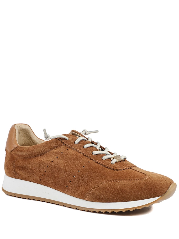 Jones Bootmaker Brown Alenya Suede Leather Lace Up Trainers - Image 1 of 5
