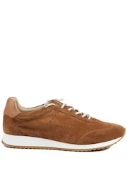 Jones Bootmaker Brown Alenya Suede Leather Lace Up Trainers - Image 2 of 5