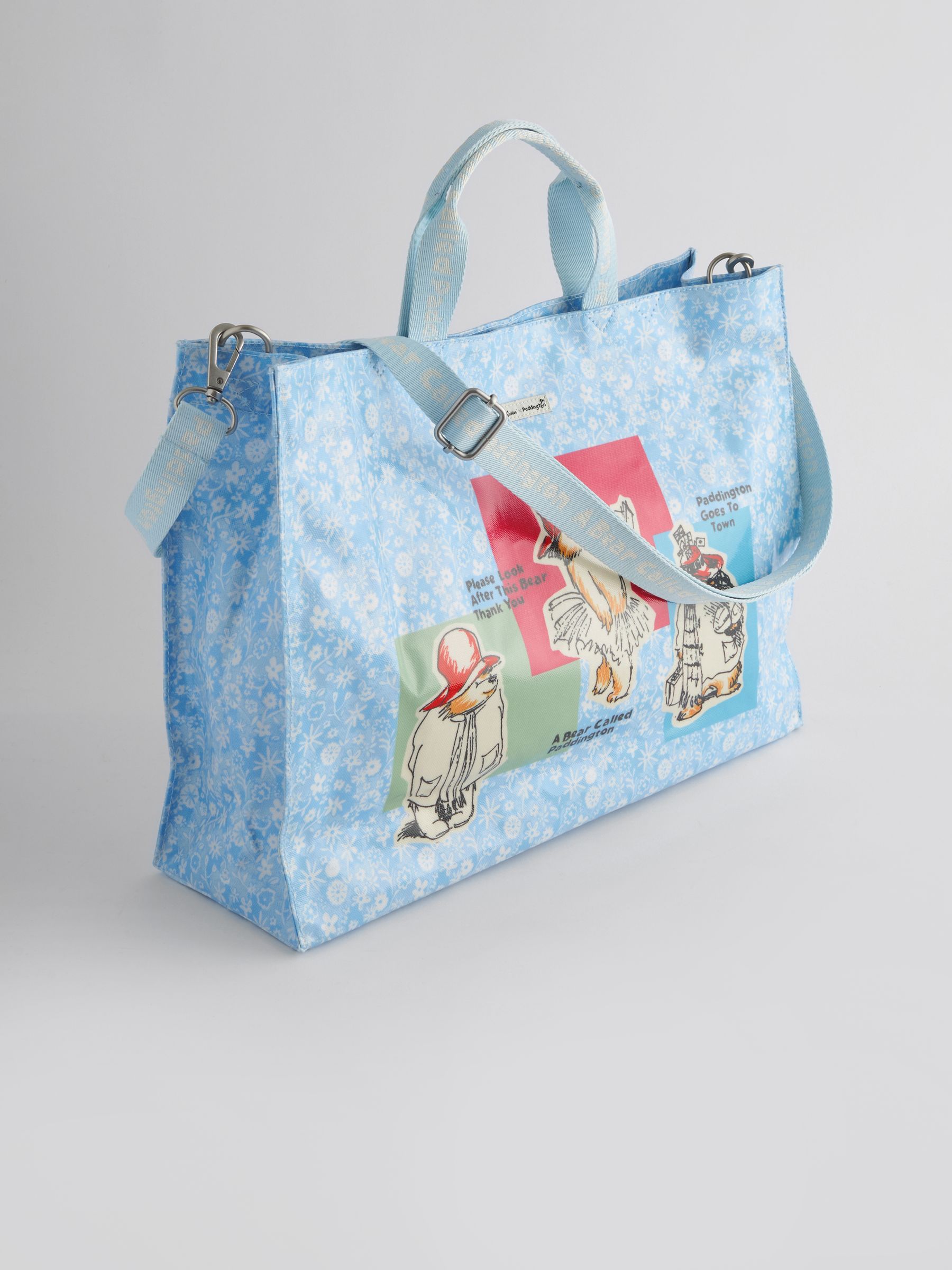 Cath Kidston Blue Pink Paddington 100 Cotton Strappy Carryall Bag