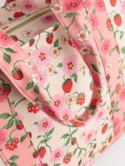 Cath Kidston Ecru/Pink Floral Print Large 100% Cotton Bonded Tote - Image 5 of 6