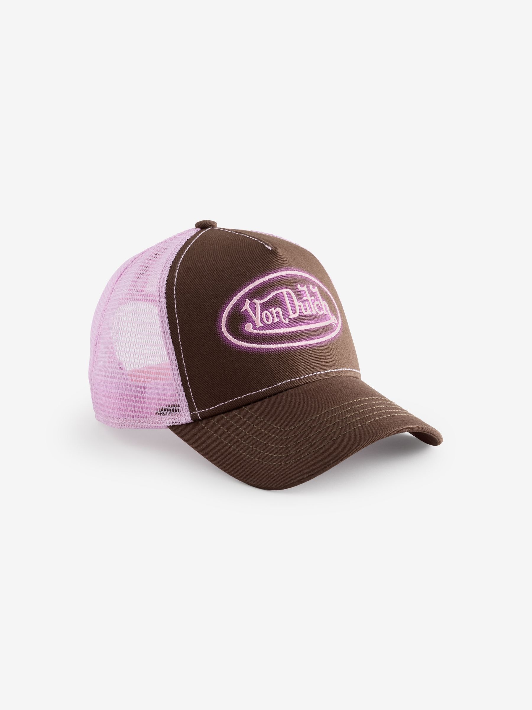 Buy Von Dutch Brown Pink Logo Trucker Hat from the Next UK online shop