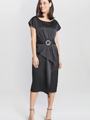 Gina Bacconi Pelia Crepe Black Dress With Satin Lining - Image 3 of 5