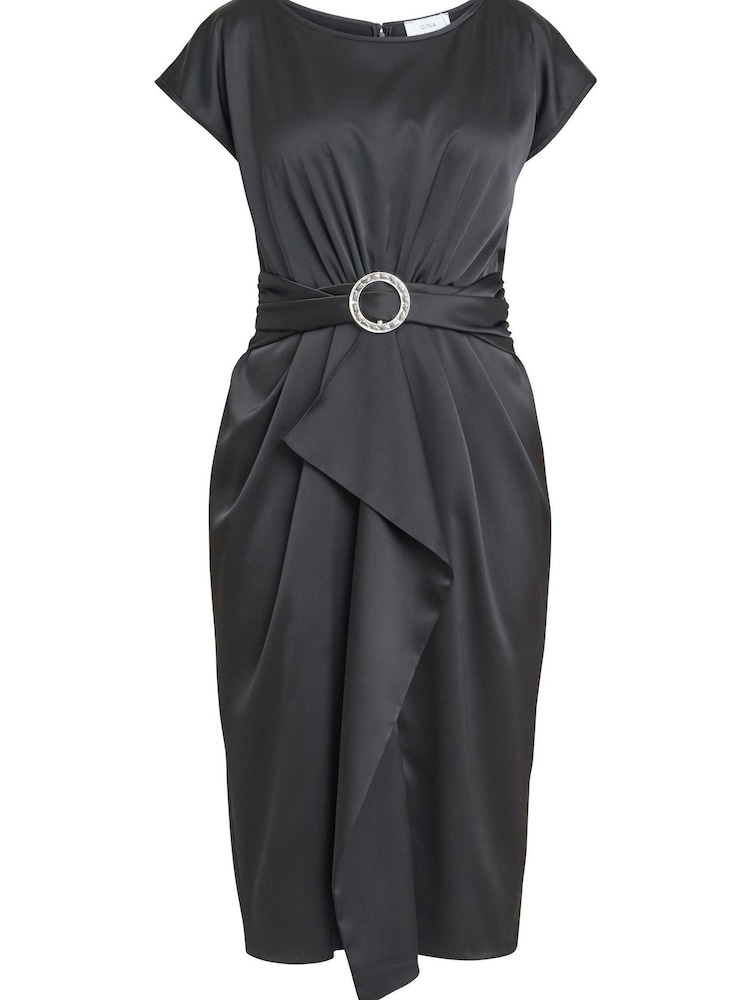 Gina Bacconi Pelia Crepe Black Dress With Satin Lining - Image 5 of 5 Gina Bacconi Pelia Crepe Black Dress With Satin Lining - Image 5 of 5