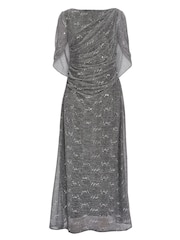 Gina Bacconi Natural Joanna Metallic Sequin Knit Maxi Dress - Image 5 of 5