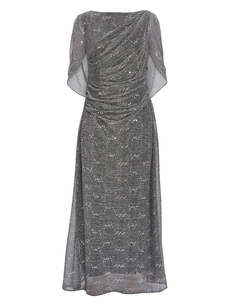 Gina Bacconi Natural Joanna Metallic Sequin Knit Maxi Dress - Image 5 of 5
