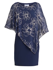 Gina Bacconi Blue Fiona Floral Glittered Asymmetric Dress - Image 5 of 5