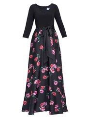 Gina Bacconi Athena Print Floral Satin And Jersey Black Dress - Image 5 of 5