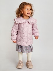 Monsoon Purple Baby Heart Quilted Bomber Coat - Image 2 of 4