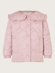 Monsoon Purple Baby Heart Quilted Bomber Coat - Image 3 of 4