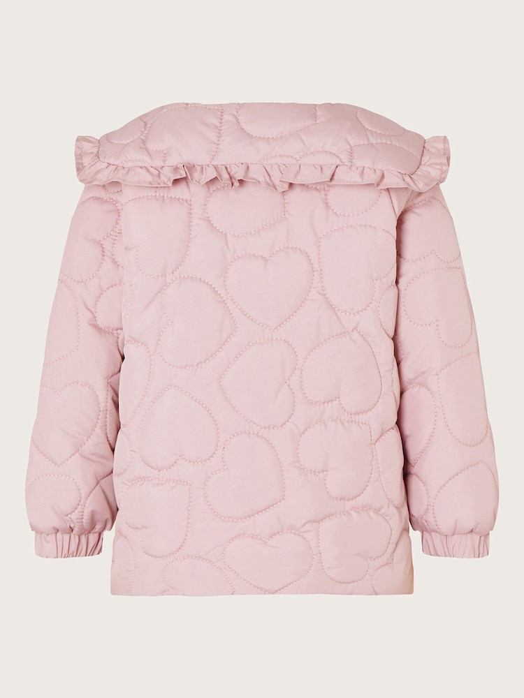 Monsoon Purple Baby Heart Quilted Bomber Coat - Image 4 of 4