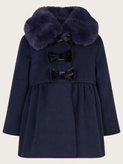 Monsoon Blue Baby Triple Bow Coat - Image 1 of 5