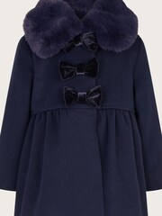 Monsoon Blue Baby Triple Bow Coat - Image 3 of 5