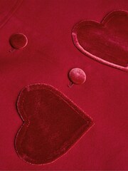 Monsoon Red Baby Heart Velvet Pocket Coat - Image 1 of 3
