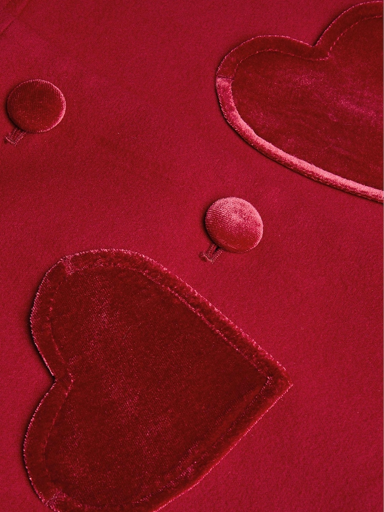 Monsoon Red Baby Heart Velvet Pocket Coat - Image 3 of 3