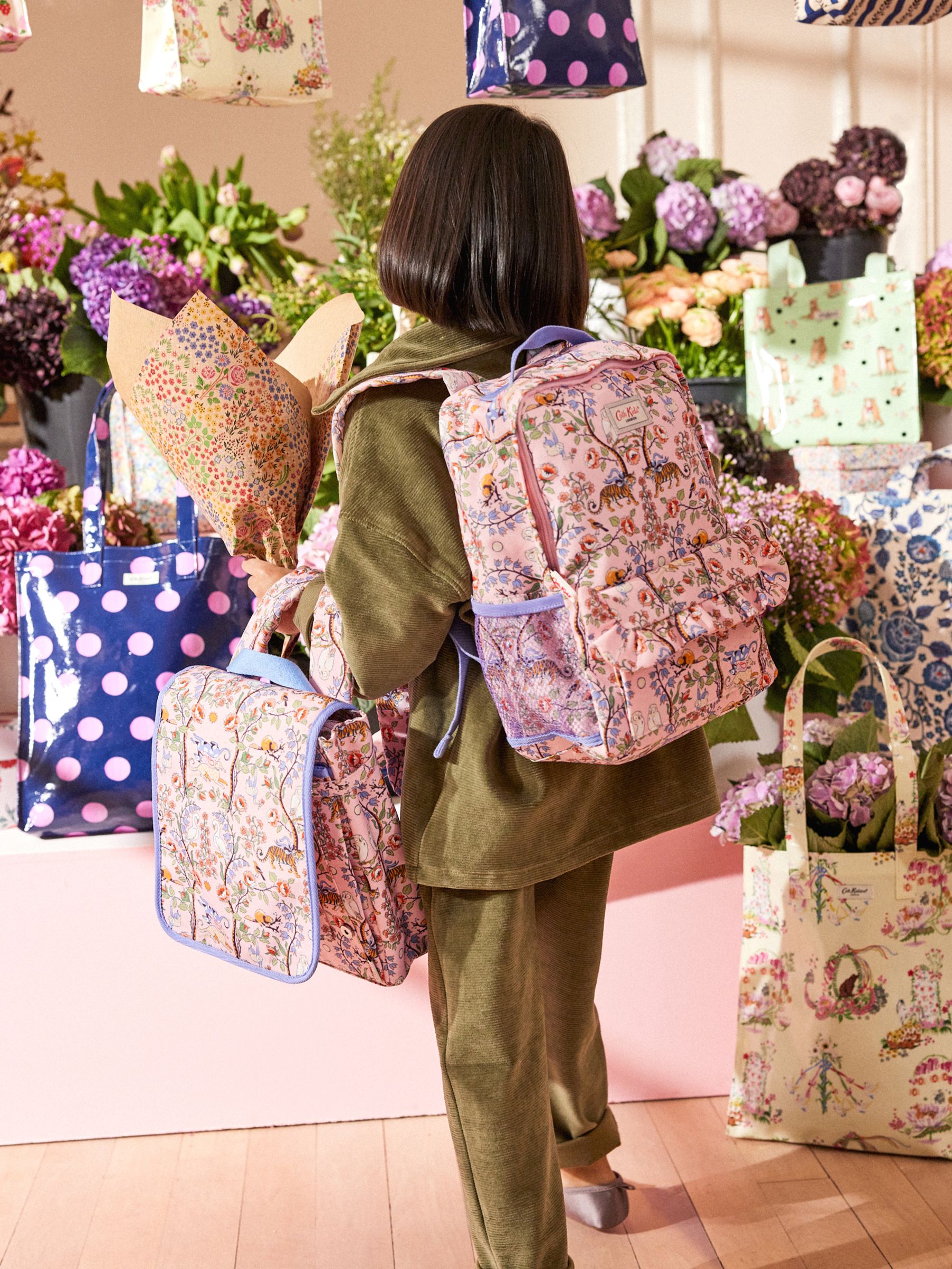 Buy Cath Kidston Pink Floral Print Kids Fold Over Backpack from Next Luxembourg