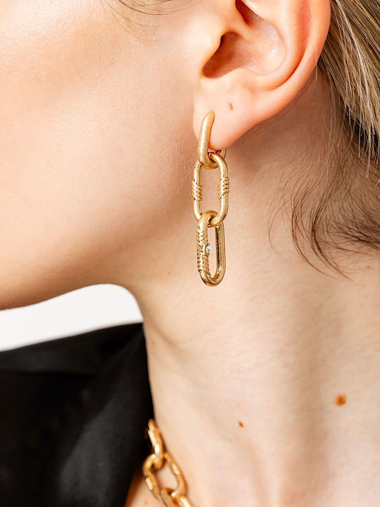 Bibi Bijoux Gold Tone 'Courage' Chunky Chain Earrings - Image 3 of 3 Bibi Bijoux Gold Tone 'Courage' Chunky Chain Earrings - Image 3 of 3