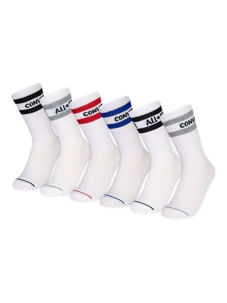 Converse White Basic Wordmark Crew Socks 6 Pack - Image 1 of 5