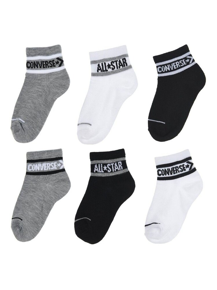 Converse Grey Chn Basic Wordmark Quarter Socks 6Pk - Image 1 of 2