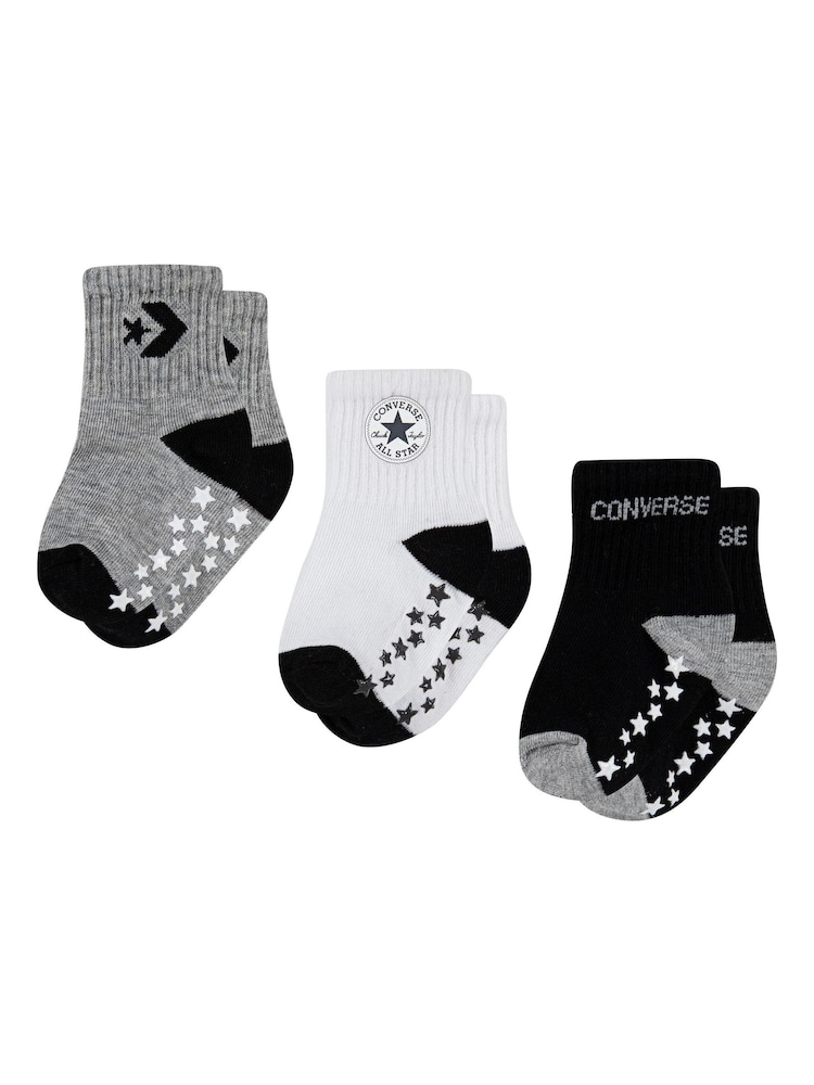 Converse Black Star Gripper Socks 3 Pack - Image 1 of 3 Converse Black Star Gripper Socks 3 Pack - Image 1 of 3